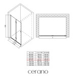 CERANO - Sprchové zalamovacie dvere Volpe L/P - 6 mm - čierna matná, transparentné sklo - 90x190 CER-423331