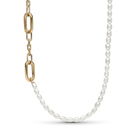 Pandora Luxusný pozlátený náhrdelník s pravými perlami Shine Me 362302C01-45