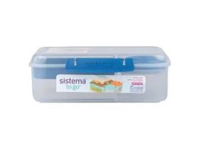 Sistema To Go Bento Lunch Delený desiatový box s nádobou na jogurt a 2 tácky 1.65 l modrá (8592001429390)