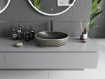MEXEN - Viki umývadlo na dosku 48 x 35, čierna mat/zlatá vzor 21054879