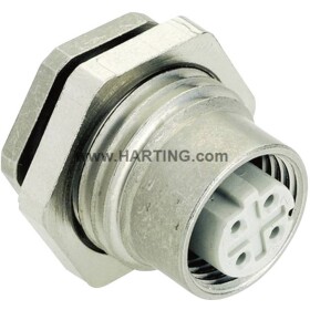 HARTING Han® M12 zabudovateľný zástrčkový konektor pre senzory - aktory, 21033816410, piny: 4, 1 ks; 21033816410