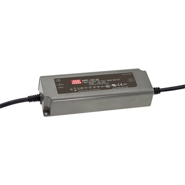 MEAN WELL NPF-120-42 LED driver, napájací zdroj pre LED konštantné napätie, konštantný prúd 120 W 2.9 A 25.2 - 42 V/DC bez možnosti stmievania, PFC spínacie; NPF-120-42