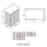 CERANO - Sprchovací kút Lantono - pravá - 8 mm - Soft-Close - chróm, mliečne sklo - 130x70 - posuvný CER-665560
