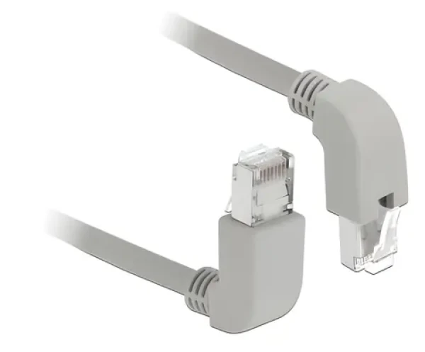 DeLock RJ45 Cat.6 S/FTP sivá / Sieťový kábel / pravouhlý konektor / 0,5 m (85861)