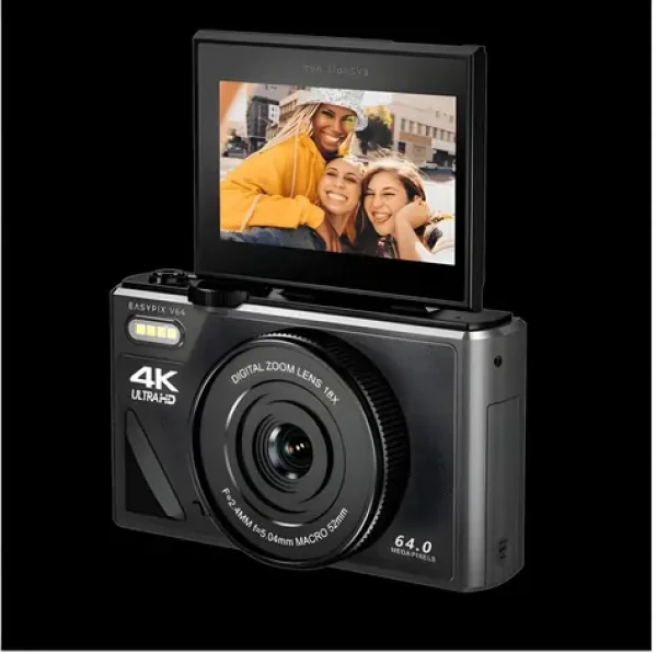 EasyPix V64 Flip čierna / Kompaktný fotoaparát (20203)