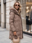 Dámska zimná prešívaná bunda s kapucňou, béžová, FashionStreet TY5821 S