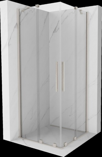 MEXEN/S - Velar Duo sprchovací kút, posuvné dvere 90 x 90, transparent, nikel kartáčovaný 871-090-090-02-97