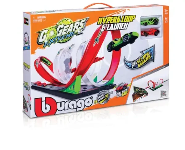 Bburago GoGEARS EXTREME Loop set - Hyper6 Loop and Launch dráha s dvoma autíčkami