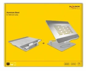 DeLock Stojan pre tablet a notebook nastaviteľný hliníkový / Stojan / Hliník / Nastaviteľný sklon (18414)