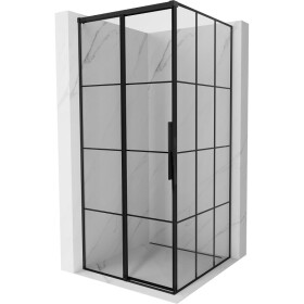 MEXEN/S - Rox sprchovací kút posuvný ľavá 90 x 90, čierna kratka, čierna 8C2-090-090-70-77-L