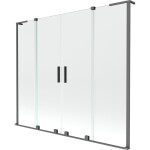 MEXEN/S - Velar L Duo dvojkrídlová posuvná vaňová zástena 200 x 150, transparent, grafit metal 896-200-003-02-95