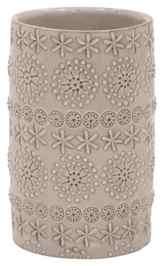 Spirella RELIEF kelímok na kefky béžový / porcelán / 7 x 11,5 cm