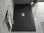 MEXEN/S - Hugo sprchová vanička SMC 180x100, čierna, krytka nerez 42701018-X