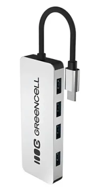 Green Cell USB-C Hub 4v1 hliníkové púzdro / USB hub / 4X USB 3.0 / 5 Gb / s (HUB-GC-C4A)