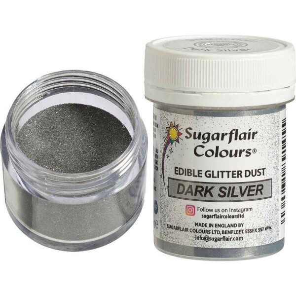 Tŕpyt tmavé striebro 10 g - Sugarflair - Sugarflair