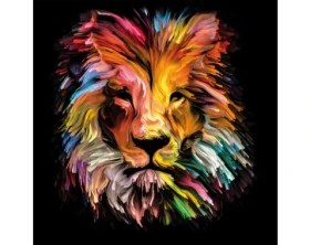 Obraz na plátne Farebný lev, 35x35 cm, efekt olejomaľby%