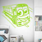 Veselá Stena Samolepka School bus Farba: zelená, Veľkosť: 60 x 48 cm