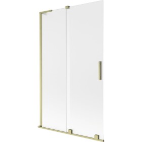 MEXEN/S - Velar L dvojkrídlová posuvná vaňová zástena 110 x 150, dekor, zlatá kartáčovaná 896-110-003-31-55