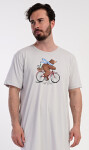 Pánska nočná košeľa s krátkym rukávom Medveď na bicykli šedá L