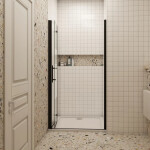H K - Sprchové dvere MELODY BLACK LINE B8 100 zalamovacie, 100–102 × 195 SE-MBLINEB8100SET