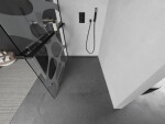 MEXEN/S - Kioto+ L Sprchová zástena WALK-IN s poličkou a držiakom uterákov 90 x 200, biely vzor, čierna 800-090-123-70-97