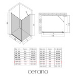 CERANO - Sprchovací kút Antelo L/P - 6 mm - čierna matná, transparentné sklo - 110x80x190 - otočný CER-482209