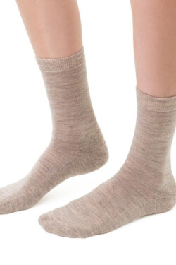 DÁMSKE PONOŽKY Z MERINO VLNY 130 béžová melanž 35-37