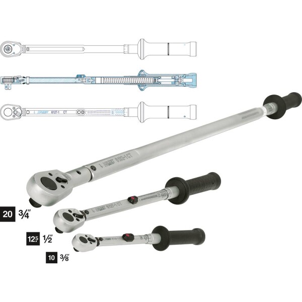 Hazet 6115-1CT 6115-1CT momentový kľúč s prepínací račňou 3/8 (10 mm) 27.1 - 135.6 Nm; 6115-1CT