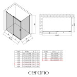 CERANO - Sprchovací kút Santoro Ľ/P - 8 mm - čierna matná, grafitové sklo - 150x100x195 - posuvný CER-8050BD7309