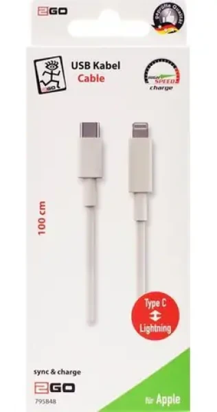 2GO 795848 biela / Dátový kábel / USB-C - Lightning / USB 3.1 / 1 m (795848)