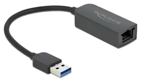 DeLock USB Type-A na 2,5 Gigabit LAN čierna / Adaptér / USB 3.2 Gen 1 / RJ45 / 5 Gbit / s / kompaktný (66646)