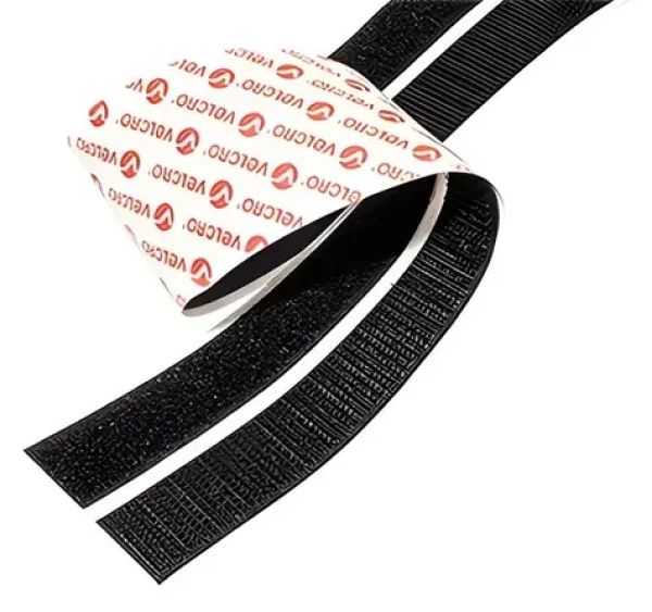 Velcro nalepovacia páska so suchým zipsom čierna / Páska so suchým zipsom / 20 mm / 5 m (VEL-EC60217)