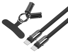 USB-C kabel 2v1 s poutkem 1.2 m černá / Datový kabel / USB-C (M) - USB-C (M) (AKTBXKUCCSMY12B)