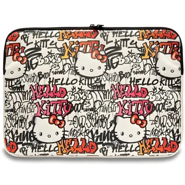 Hello Kitty PU Metal Logo béžová / Puzdro na notebook / 14" (HKCSZPDGPTE)