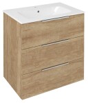 SAPHO - CIRASA kúpeľňová skrinka 70cm CIRASA s umývadlom a LED zrkadlom, 3 zásuvky, dub Alabama KSET-103