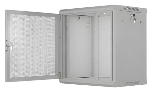 Lanberg WF01-6412-23S sivá / Nástenný rozvádzač / 19" / 12U / 600x450 mm / perforované dvere / flat pack (WF01-6412-23S)