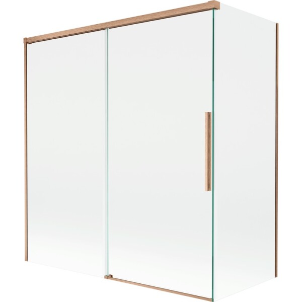 MEXEN/S - Rox vaňová zástena 2-krídlová posuvná 150 + 70 x 150, transparent, měď kartáčovaná 8C9-150-070-65-00