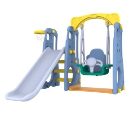 Mamido Detská záhradná šmykľavka s hojdačkou 3v1 modro-žltá