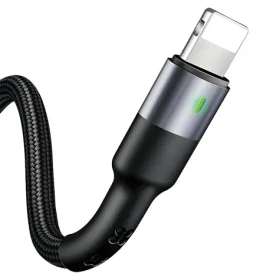 USAMS SJ311 U26 čierna / Dátový kábel / Lightning / 2A / 1m / nylonový opletenec (SJ311USB01/SJ311IP01)