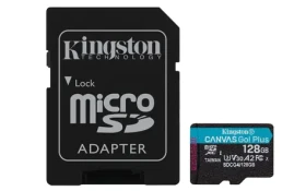 Kingston Canvas Go PLUS microSDXC 128GB s adaptérom / UHS-I V30 / U3 / Class 10 / čítanie: až 200MBs / zápis: až 160 MBs (SDCG4/128GB)