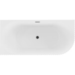 MEXEN/S - Gia voľne stojaca rohová vaňa reliéf ľavá 150 x 75, biela mat, sifón a prepad čierna 52701507501L-70