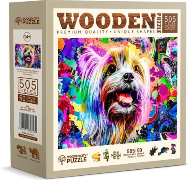 Wooden City Drevené puzzle Pop Art Yorkshirský teriér 505 dielikov