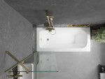 MEXEN/S - Vega obdĺžniková vaňa 180 x 80 cm s panelom + vaňová zástena 60, transparent, zlatá 550118080X9506000050