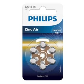 PHILIPS Zinc Air ZA312 batérie do načúvacích prístrojov 1,4V hnedá 6 kusov