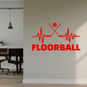 Veselá Stena Samolepka Floorball Farba: červená, Veľkosť: 60 x 35 cm