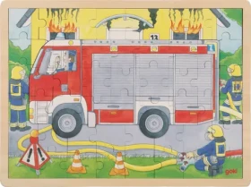 GOKI Viacvrstvové drevené puzzle Hasiči pri práci