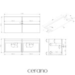 CERANO - Kúpeľňová skrinka Velora - čierna matná, úchytka zlatá + doska pod umývadlo Navira Pro - 36 mm - 120x56,6x46,5 CER-668591