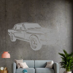 Veselá Stena Samolepka Automobil Ford Mustang Farba: čierna, Veľkosť: 60 x 28 cm