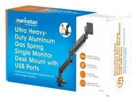 Manhattan monitorové rameno s USB portami čierna / Monitorové rameno / do 57" / nosnosť 27 kg / VESA 75-200 / USB-A+USB-C (462594)