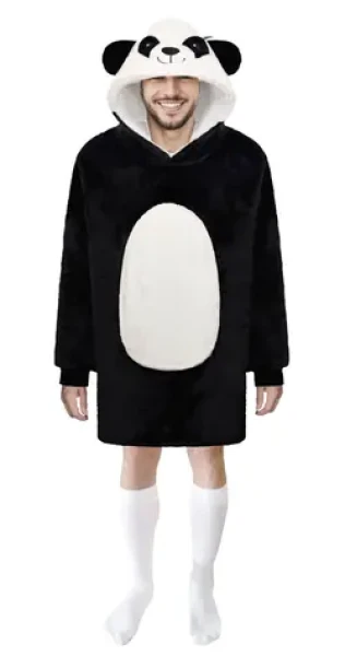 Cozy Noxxiez CH367 Panda - hrejivá televízna mikinová deka s kapucňou pre teenagerov a dospelých (20-CH367)